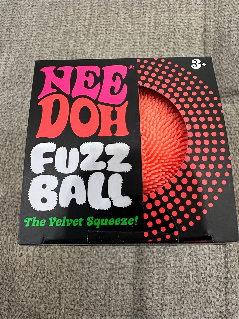 Kids Fuzz Ball - Bright Coral Pink Sensory Squeeze Toy